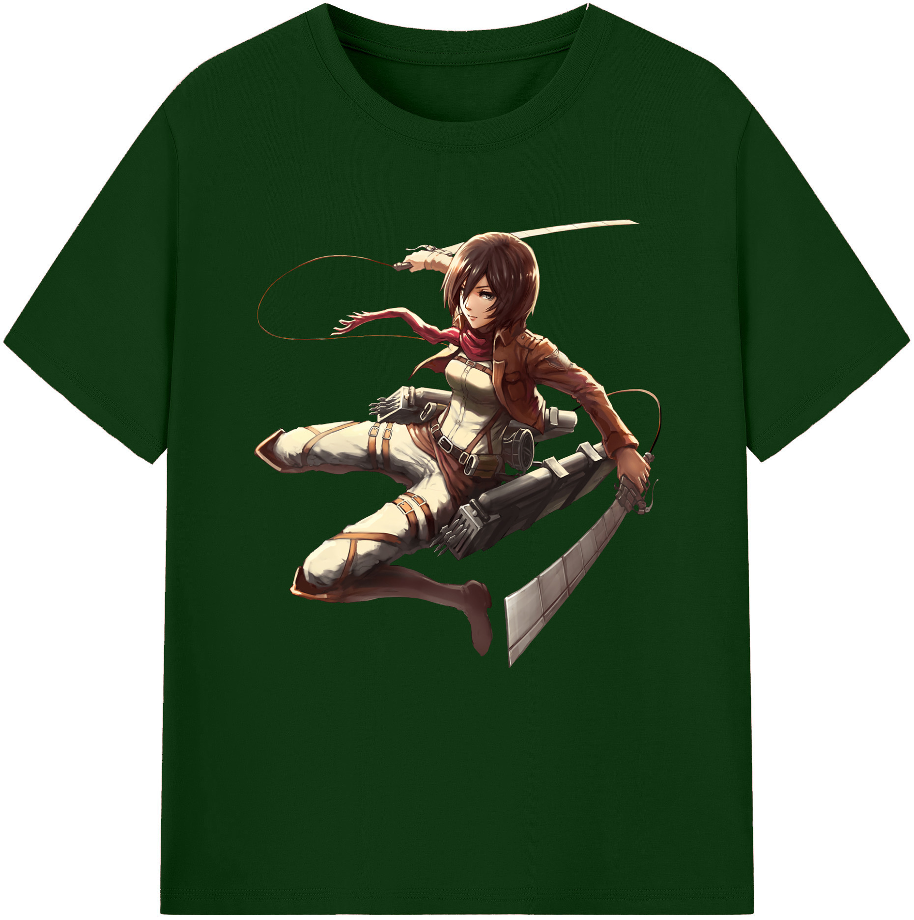 （画像用） 進撃の巨人 ミカサ·アッカーマン Attack on Titan Mikasa Ackerman 綿100％半袖Tシャツ（フロントプリント）
